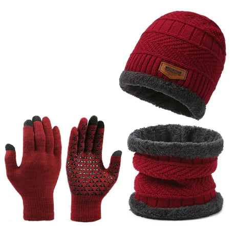 Coffret trois pièces hiver : écharpe, gants et bonnet